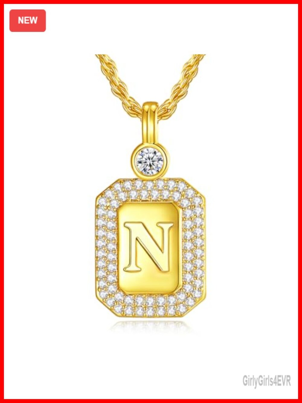 Initial Pendant Necklace 24K Gold Filled 925 Sterling Silver 18in